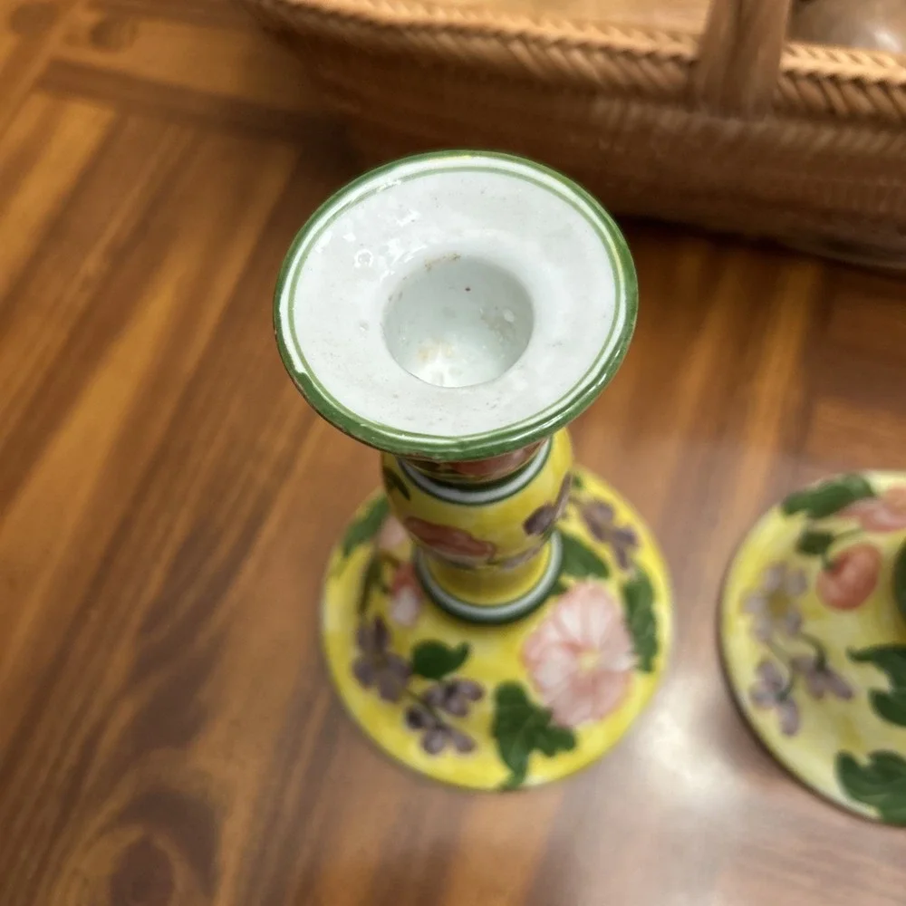 Andrea By Sadek Spring Floral Ceramic Taper Candle Holders‎ 7
